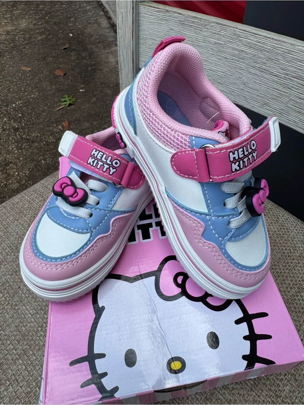 Hello Kitty Pink & Light Blue Kids Sneakers with Bow Accent